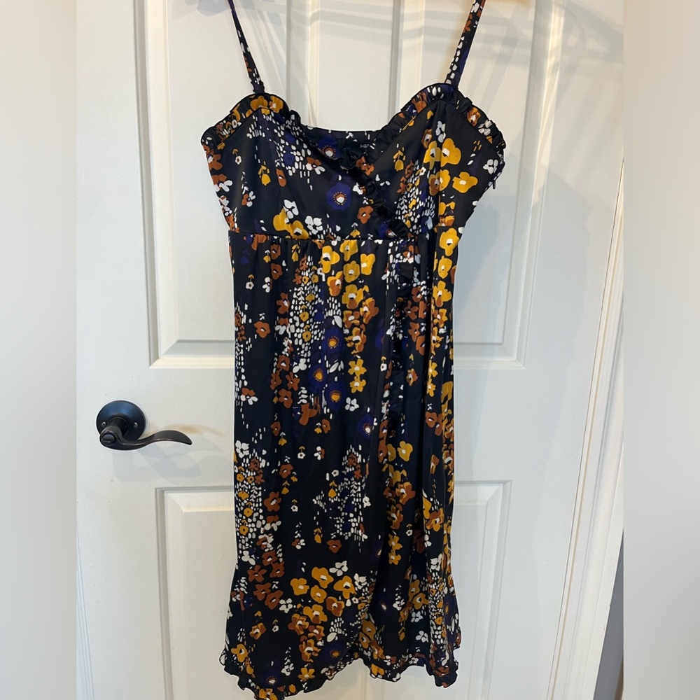 H&M Blue and Yellow Slip Midi Dress Spaghetti Strap